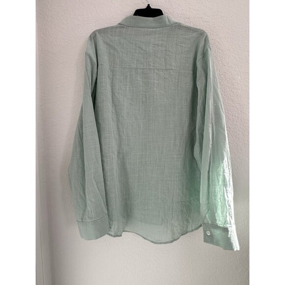 Mens Henley Shirt Size XXL Green Long Sleeve 100% Cotton Light Beachy Comfort - Picture 4 of 8